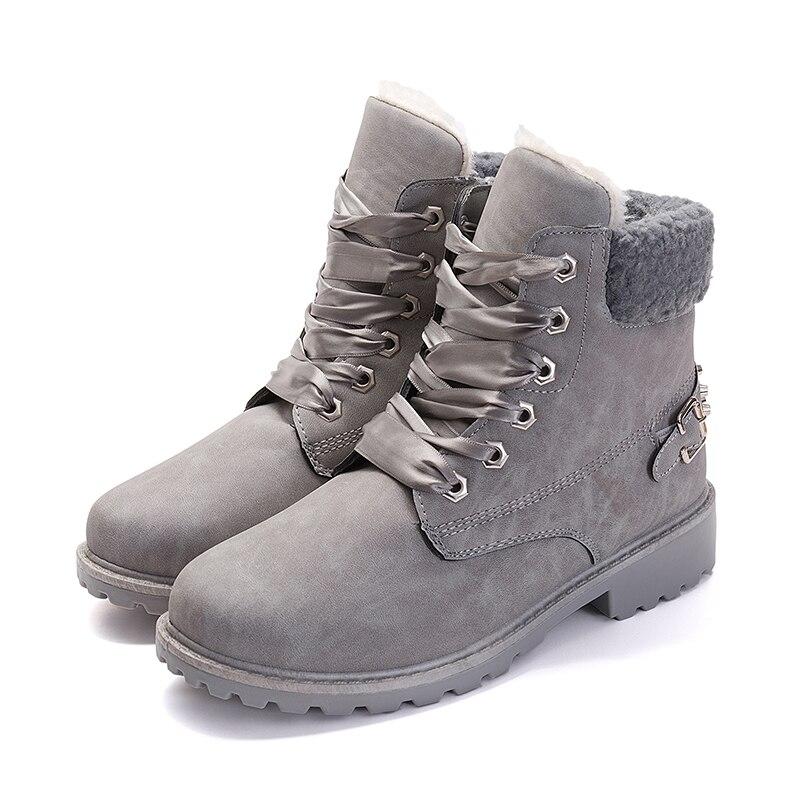 Wyślij darmowe buty śnieżne z koronką, damskie, codzienne, botki do kostki, buty damskie z okrągłym noskiem, różowe buty na platformie, zimowe, pluszowe buty na platformie