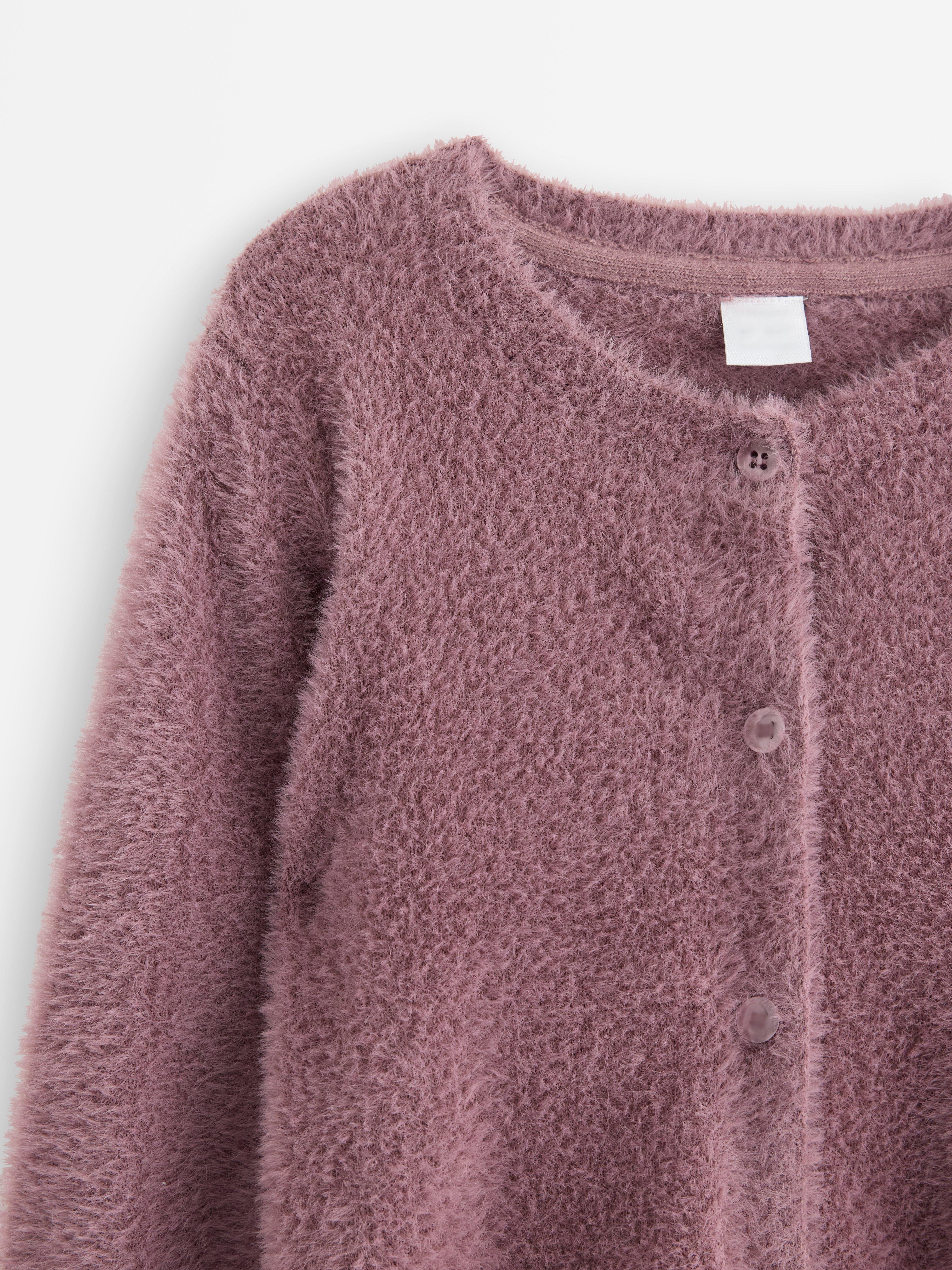 Cardigan i fjädergarn Dusty Lilac