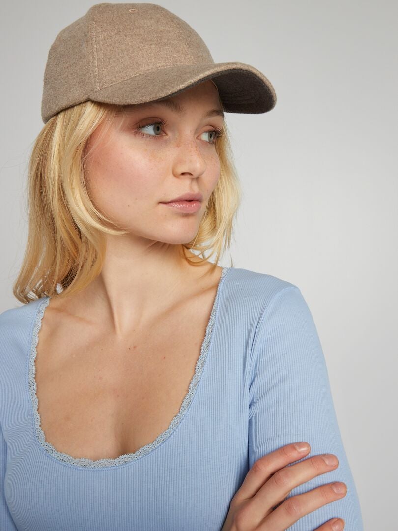 Geribbelde gebreide bodysuit - BLAUW