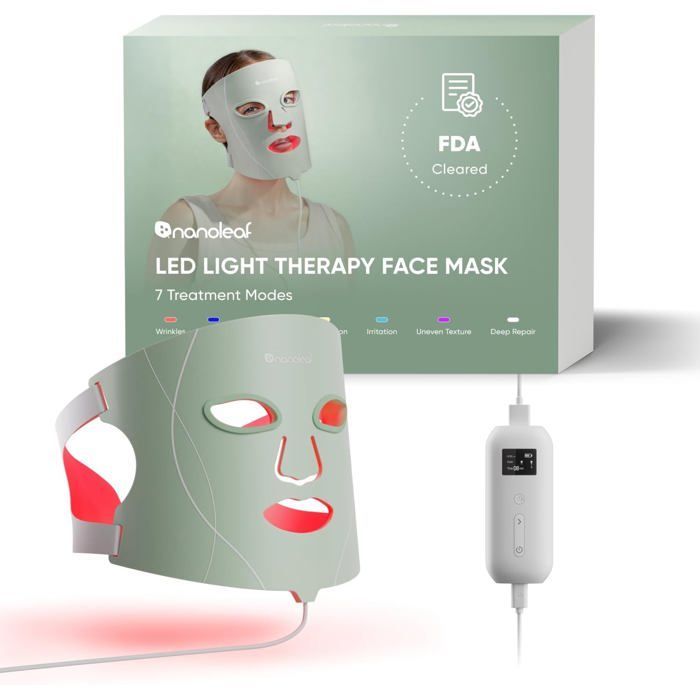 LED Light Therapy Face Mask - 7 Modes Red Light & NIR LED | Soft Silicone, Eye Protective, 5-10 Min Treatment, Rechargeable