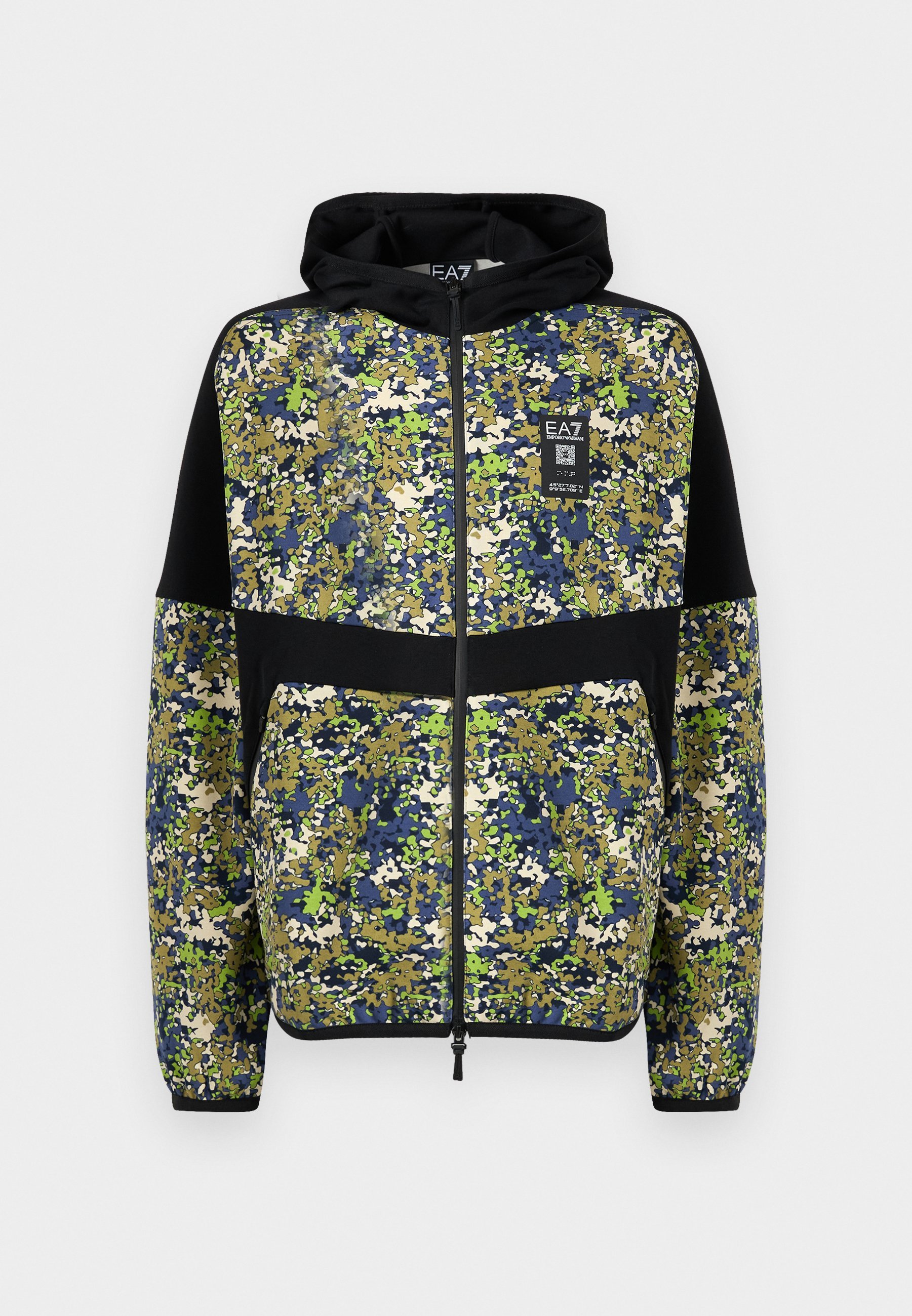 Sweat à capuche zippé EA7 Emporio Armani TRAIN VISIBILITY - Vert fantaisie