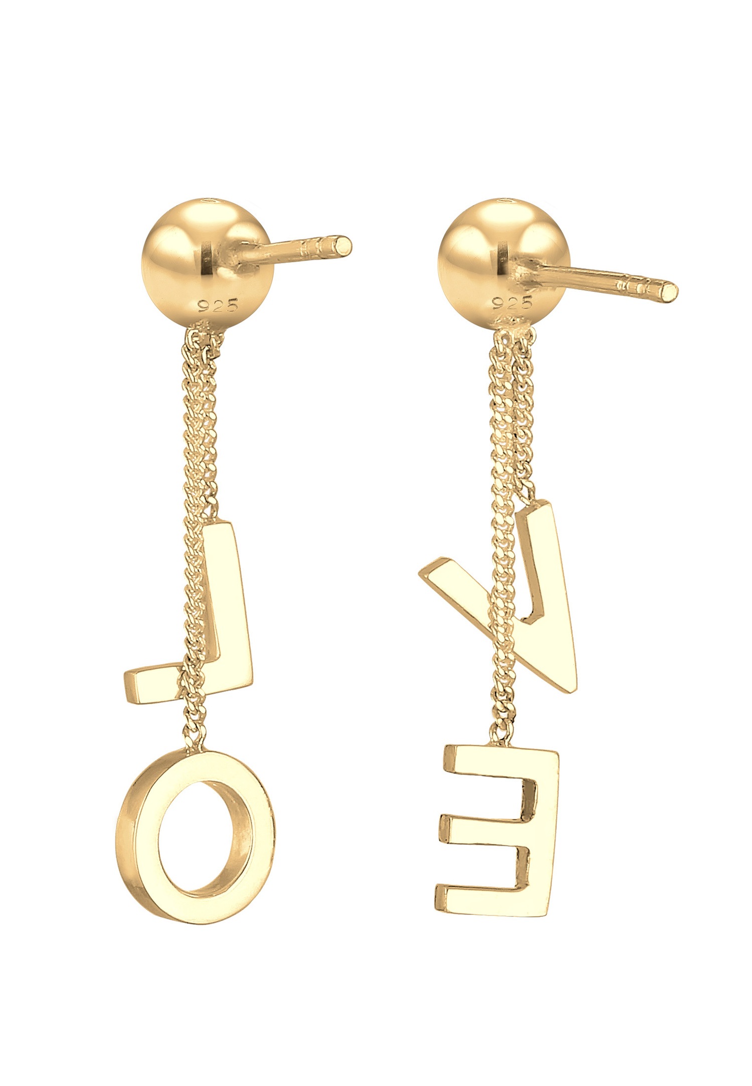 Elli Mot LOVE Base Amour Boucles d'oreilles Femme (925/1000) Argent