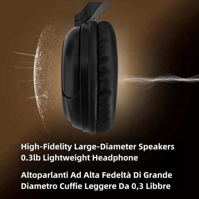Wireless TV headphones, wireless Bluetooth headphones with deep bass, over-ear headphones for adults and seniors