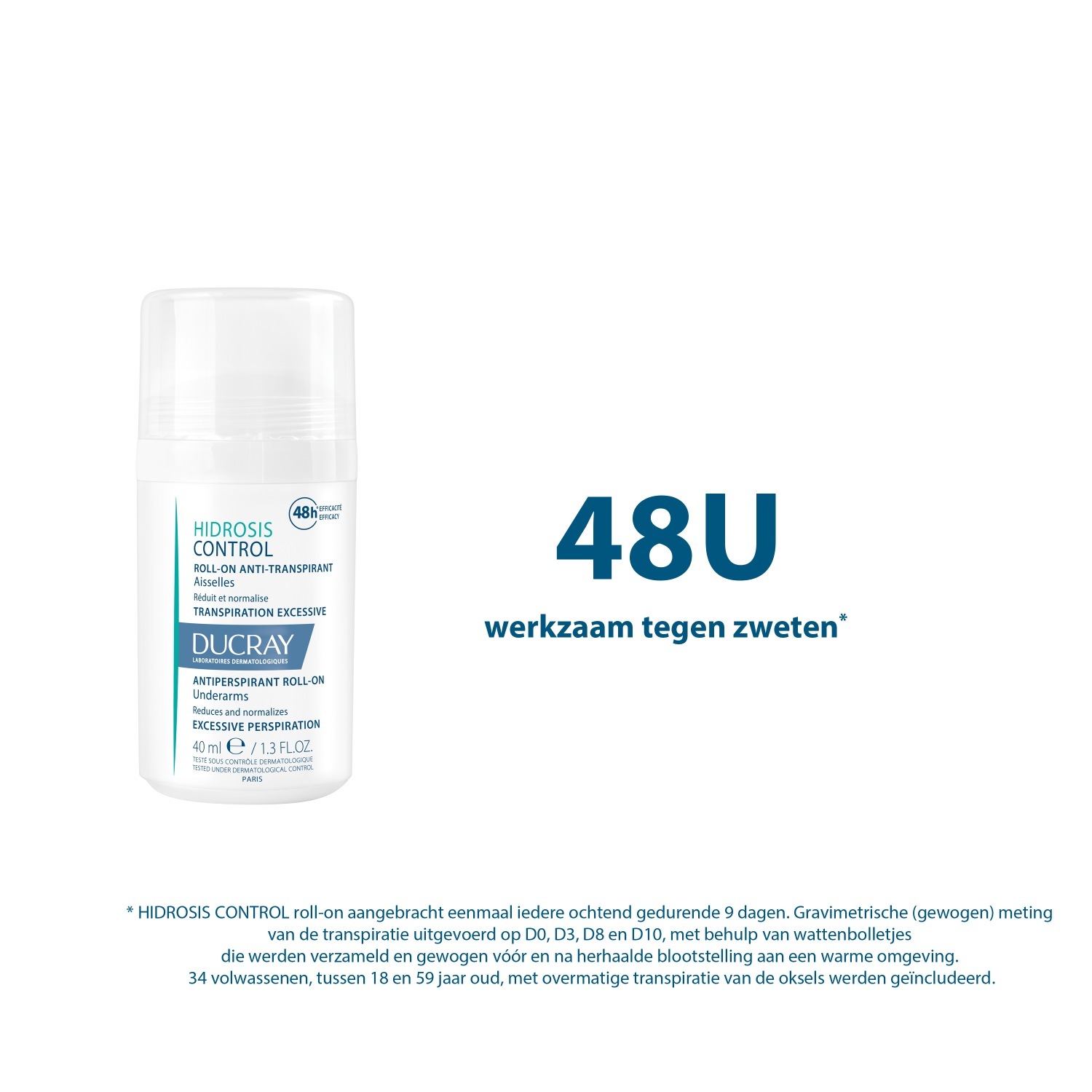 Ducray antiperspirant dezodorant, regulácia hydratácie, roll-on – 40 ml