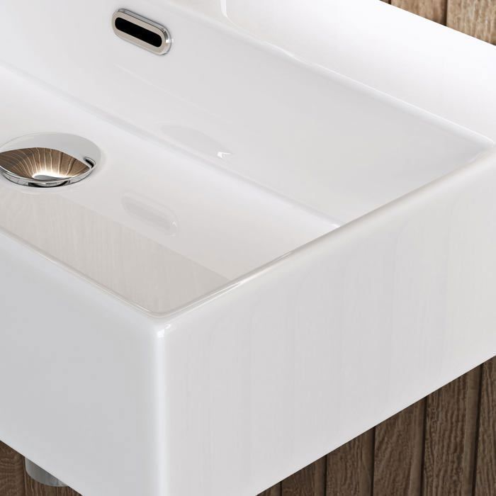 doporro Lavabo à Poser Blanc Vasque Suspendu en Céramique Lave Mains Rectangulaire pour Salle de Bain Brüssel206 51x36x13cm