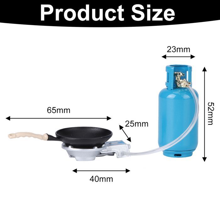 3pcs 1:12 Scale Miniature Dollhouse Simulated Gas Stove Tank Kitchen Utensil Model Kit