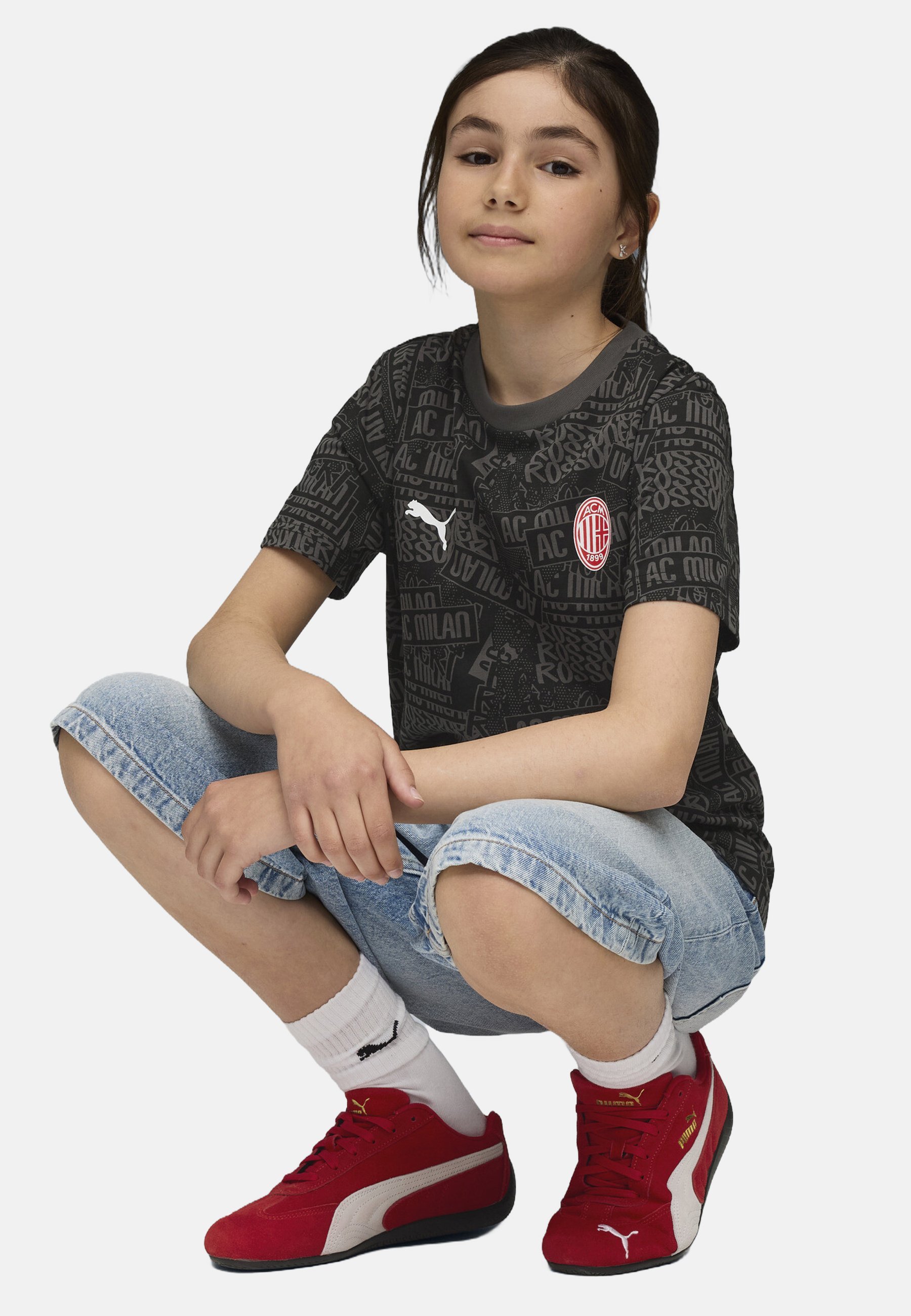 Puma AC MILAN FTBLCULTURE ALLOVER - Clubkleding - zwart voor alle tijden rood