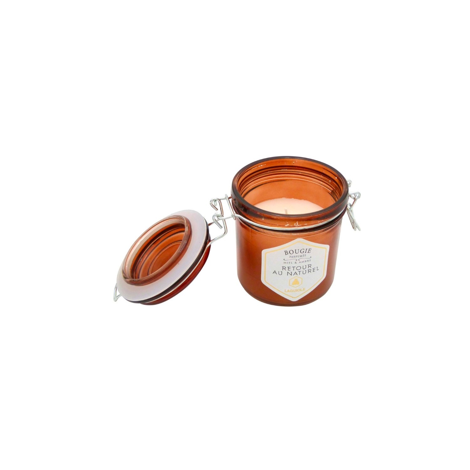 La guiole Bougie Retour au naturel, Fermeture CharniÃ¨re, Parfum de Ambre & Miel 150 g