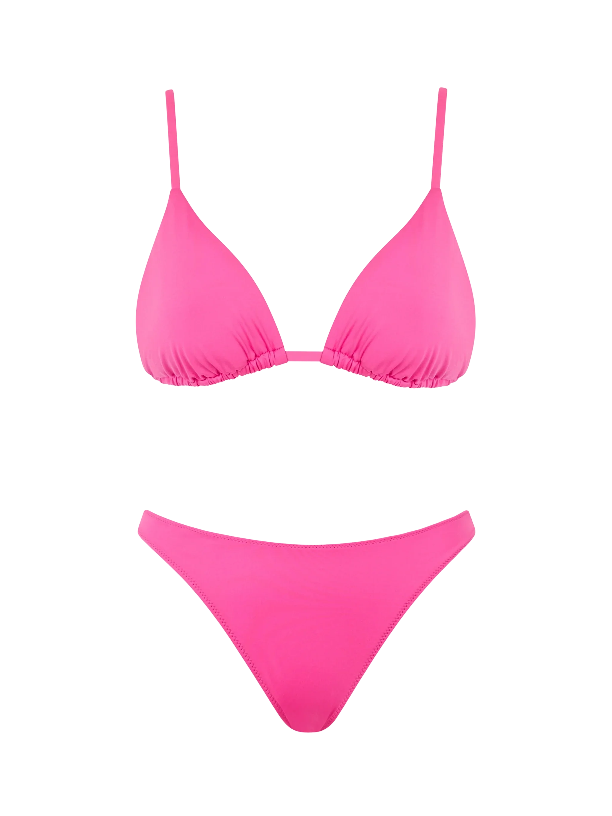Damesbikini met driehoekige rand in fuchsia