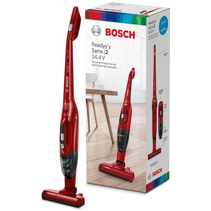 BOSCH BBHF214R - Aspirapolvere a bastone senza fili 2 in 1 - Aspirapolvere portatile integrato - Posizione di parcheggio (rimane in piedi da solo)