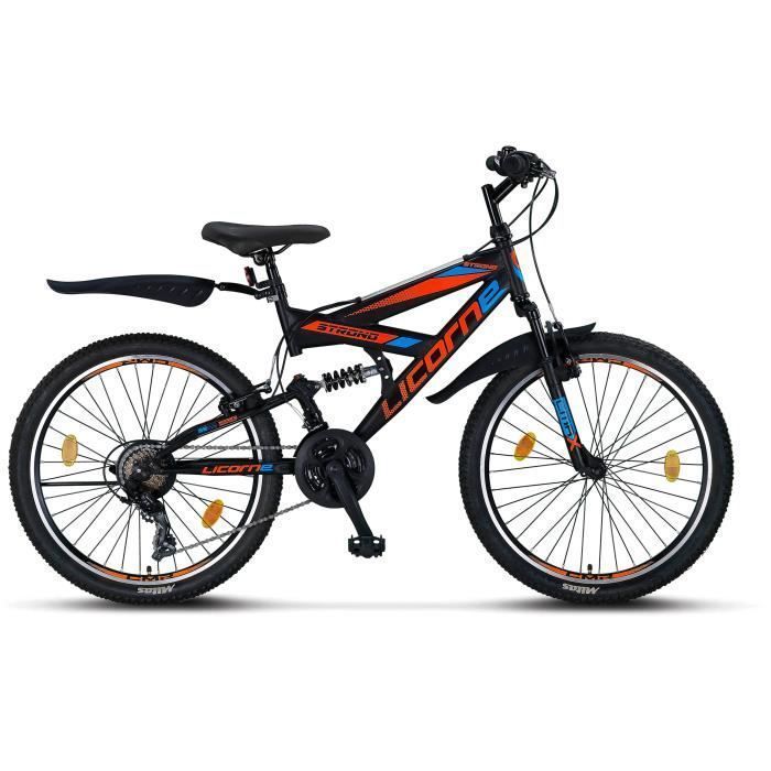 Licorne Bike VTT 26 Pouces Premium – Vélo Tout-Terrain Polyvalent pour Ville et Nature, (Noir-orange- bleu 26)