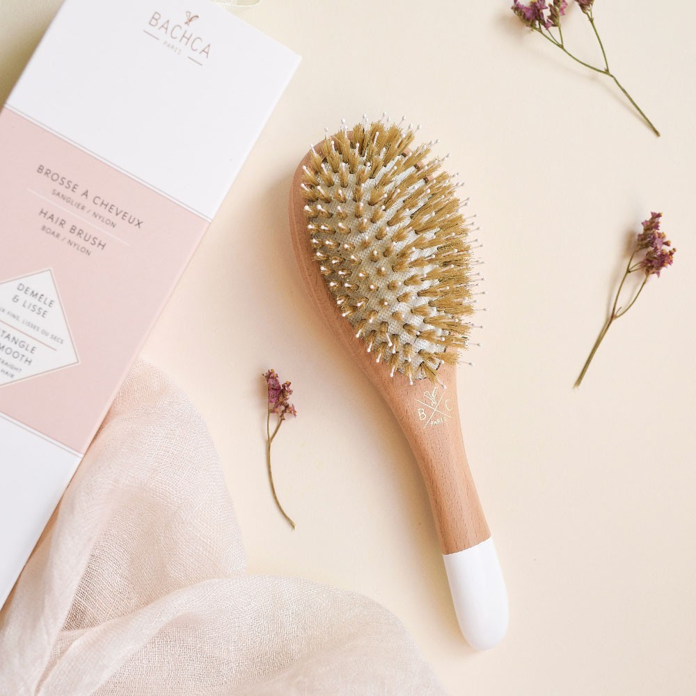 Bachca Brosse en bois démêlante et lissante