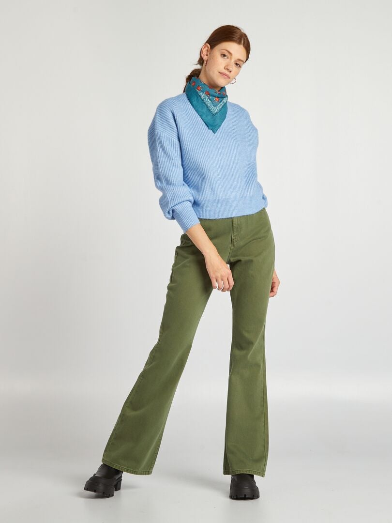 Pantalones acampanados - 5 bolsillos - VERDE