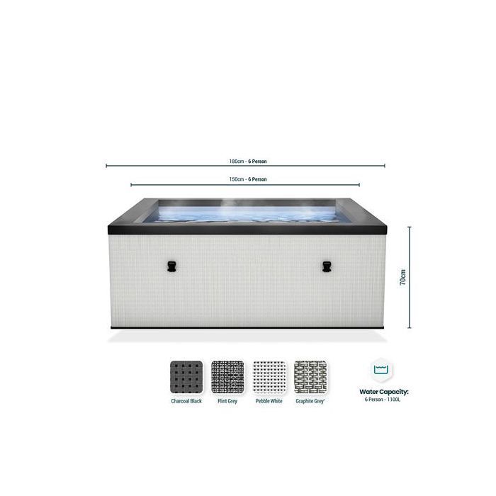 Bañera de hidromasaje cuadrada semirrígida NetSpa Idaho color negro carbón (de 4 a 6 personas) - Wifi