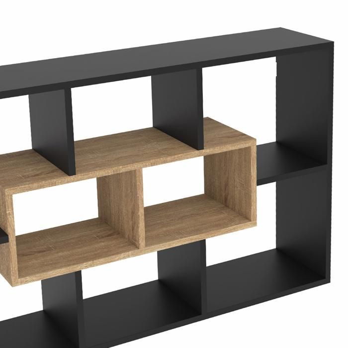IDMARKET Etagère murale COLETTE avec 8 compartiments noir et effet bois