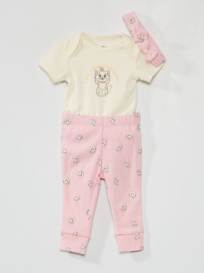Body + legginsy bez stóp + opaska na głowę - BIAŁY