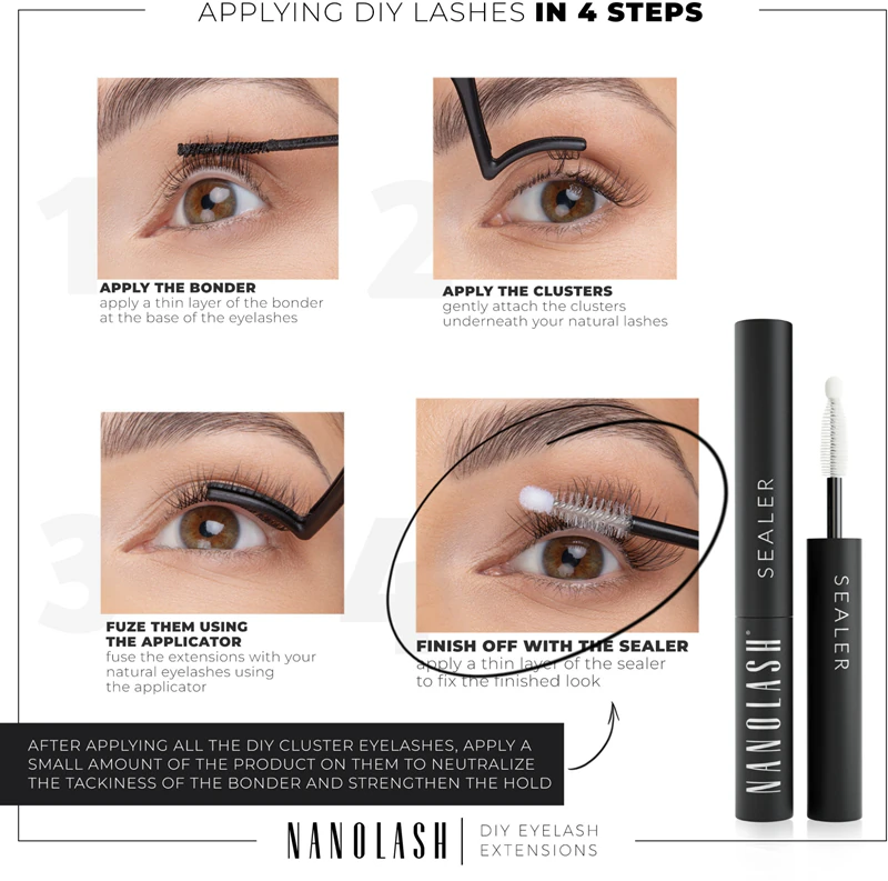 Gel fixador transparente Nanolash DIY Sealer para extensões de cílios.