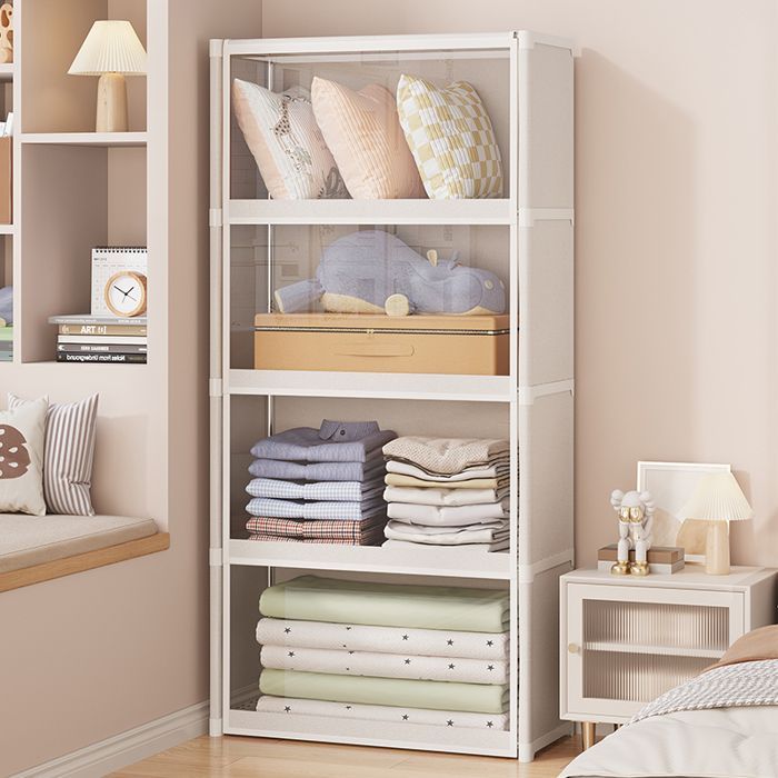 Estantería de 4 niveles, mueble alto para libros y decoración para salón, oficina o dormitorio, 64x30x139cm, blanca.