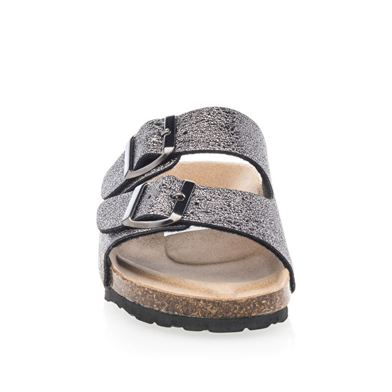 Graue Damensandalen / Zehenfreie Schuhe