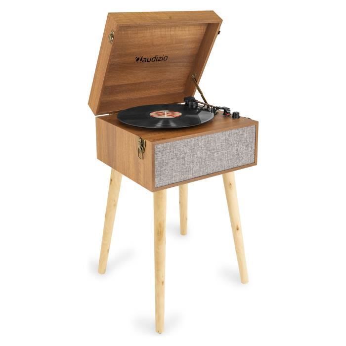 Mueble para tocadiscos Audizio Fremont - Bluetooth, diseño retro con patas extraíbles, altavoces estéreo