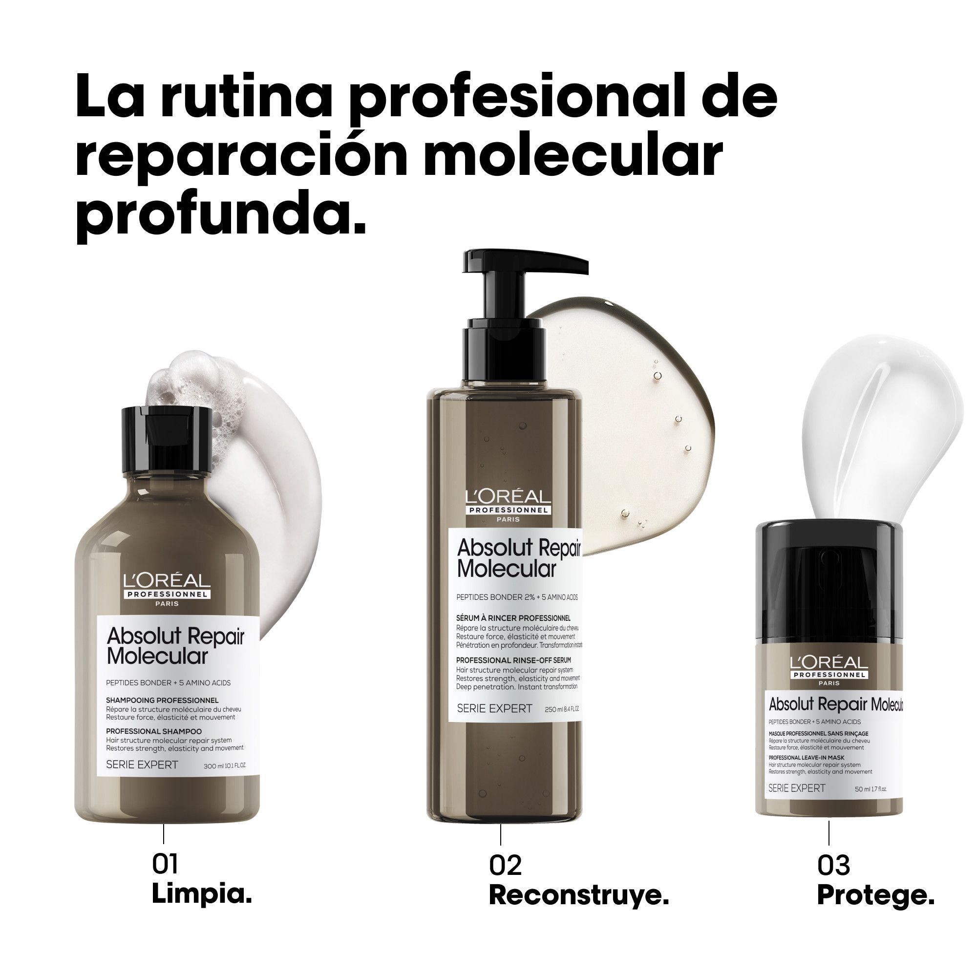 Serie Expert Absolut Repair Molecular Leave-In kremna maska za lase Profesionalne frizerske maske
