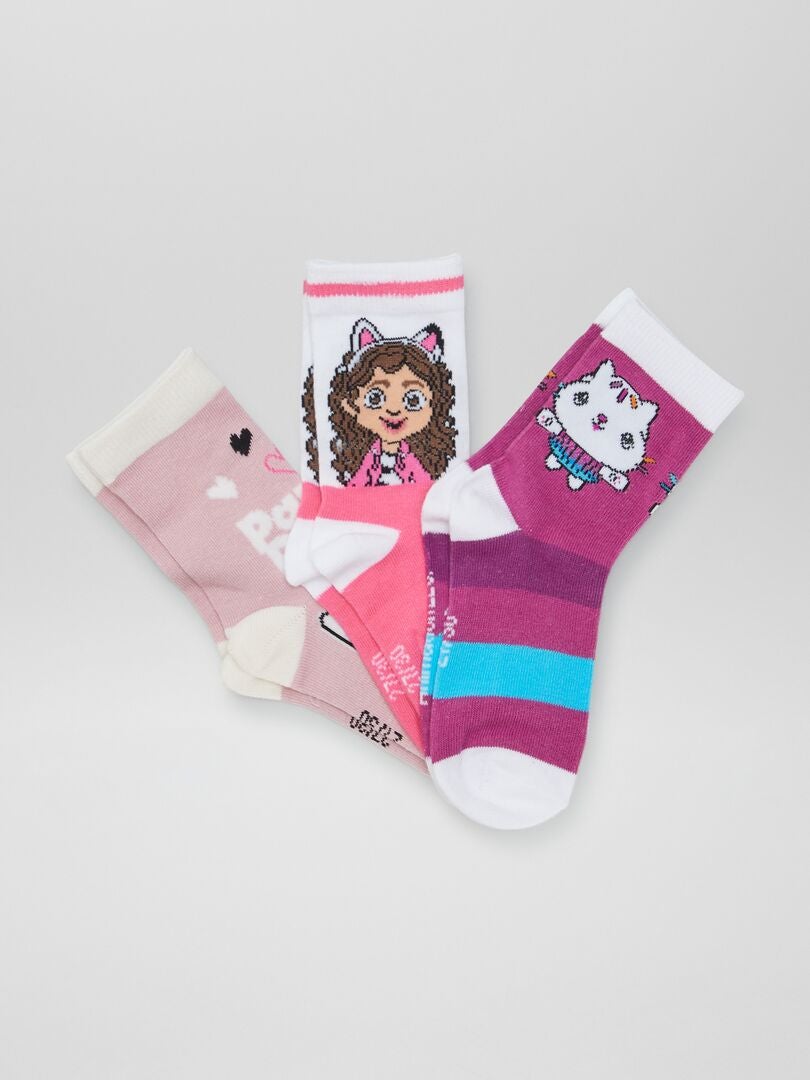 Juego de calcetines para casa de muñecas de Gabby - 3 pares - ROSA