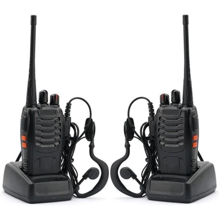 Paquete de 2 walkie-talkies Baofeng BF888S - 16 canales, bases de carga y auriculares incluidos - Negro