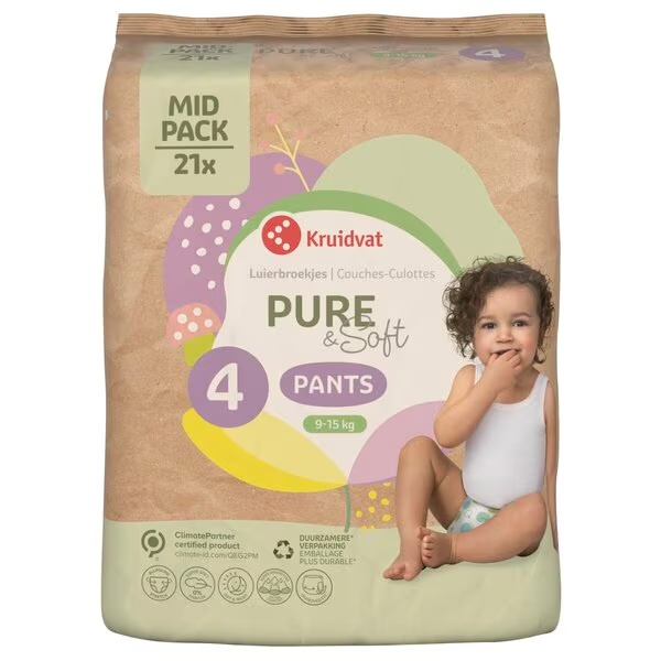 Kruidvat Pure & Soft пелене величине 4, величина 4 (8-15 кг), 21 комад
