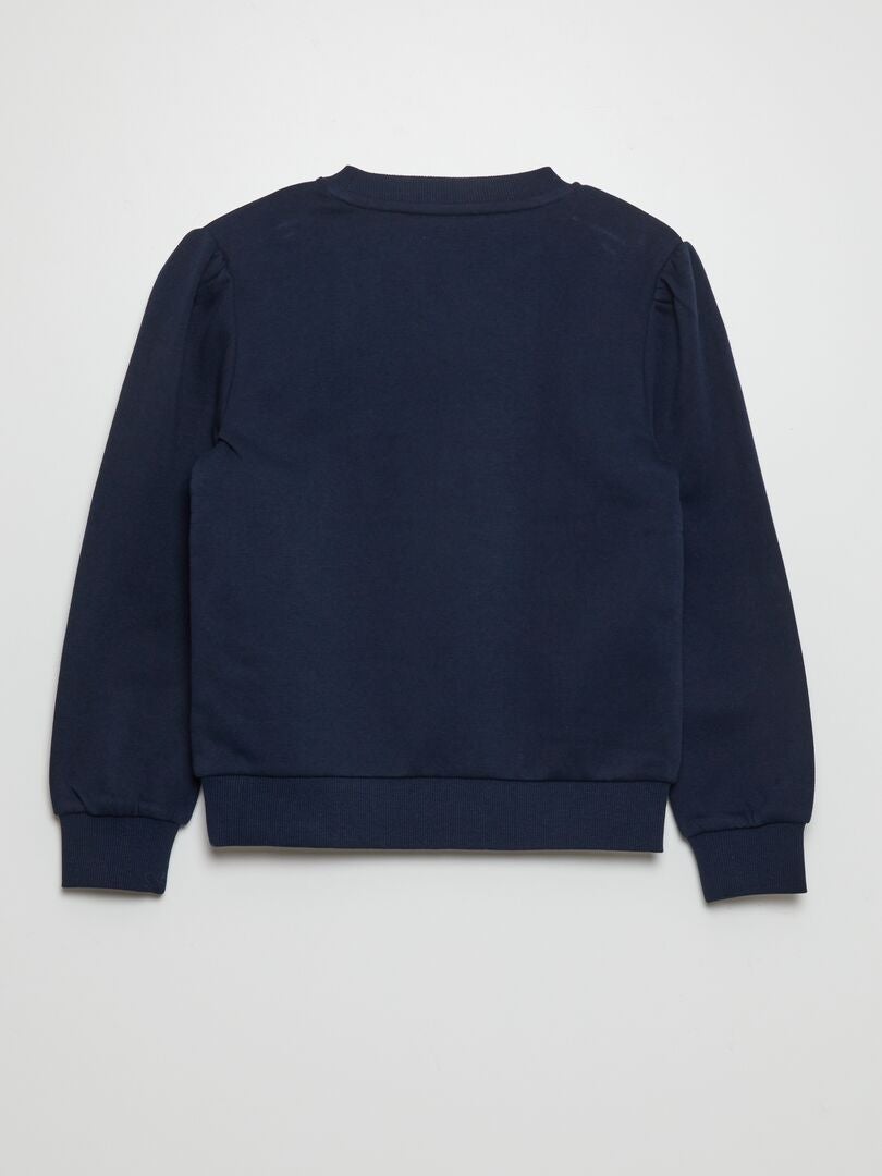 Sweatshirt met ronde hals van fleecestof - BLAUW