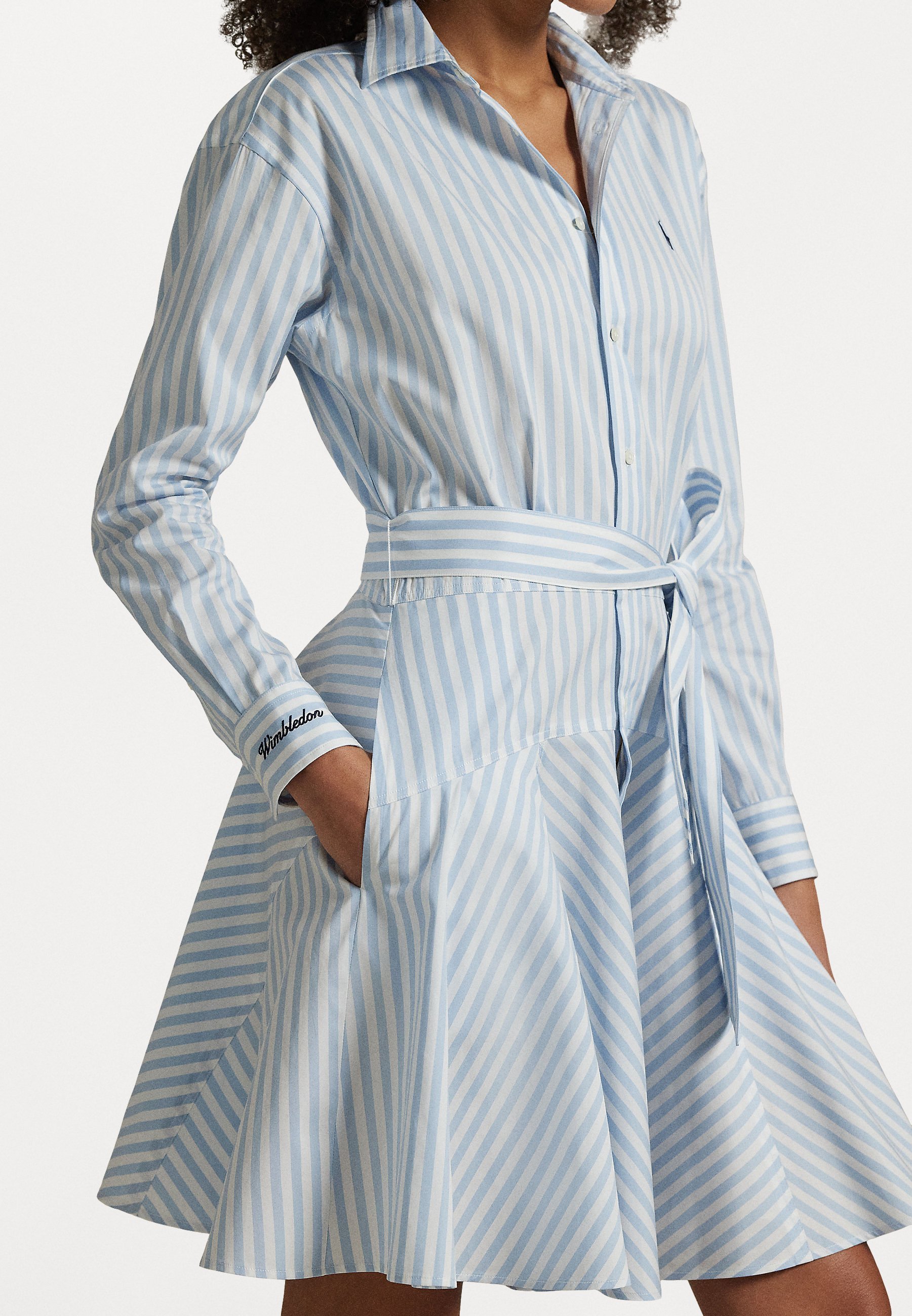 Polo Ralph Lauren WIMBLEDON dryžuota medvilninė marškinių suknelė - Marškinių suknelė - southport mėlyna/keramikos balta