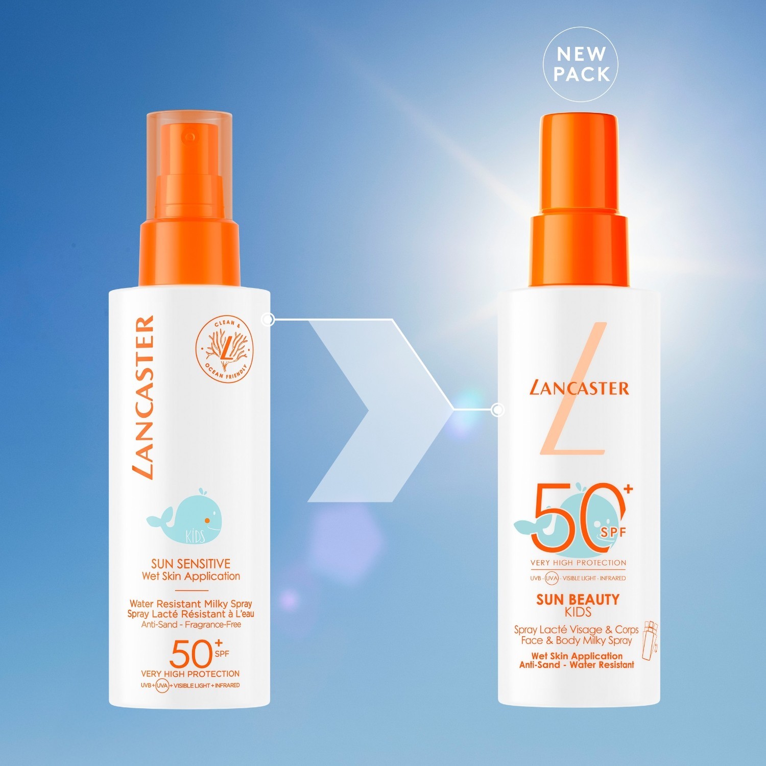 „Lancaster Sun Beauty Kids“ pieninis purškiklis su SPF 50 – 150 ml
