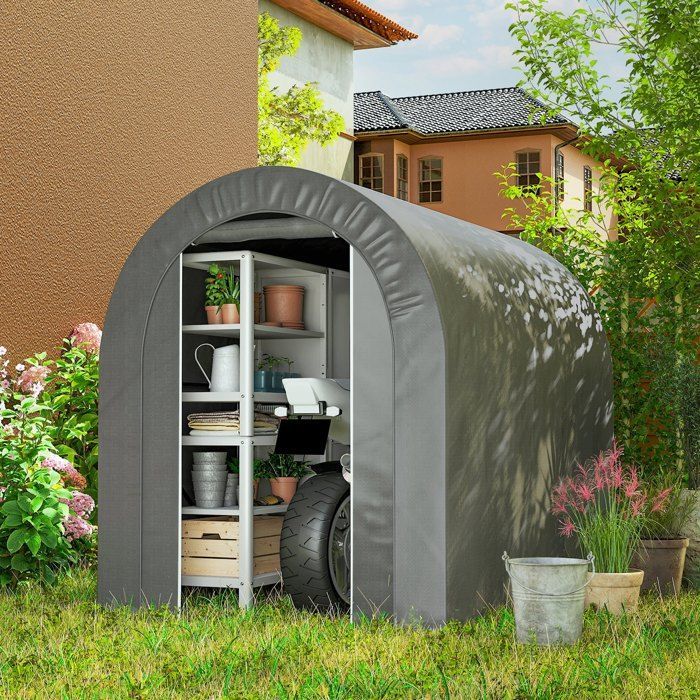 Abri de jardin tente de rangement extérieur abri de vélo garage pour vélo bâche en PE cadre en métal galvanisé gris