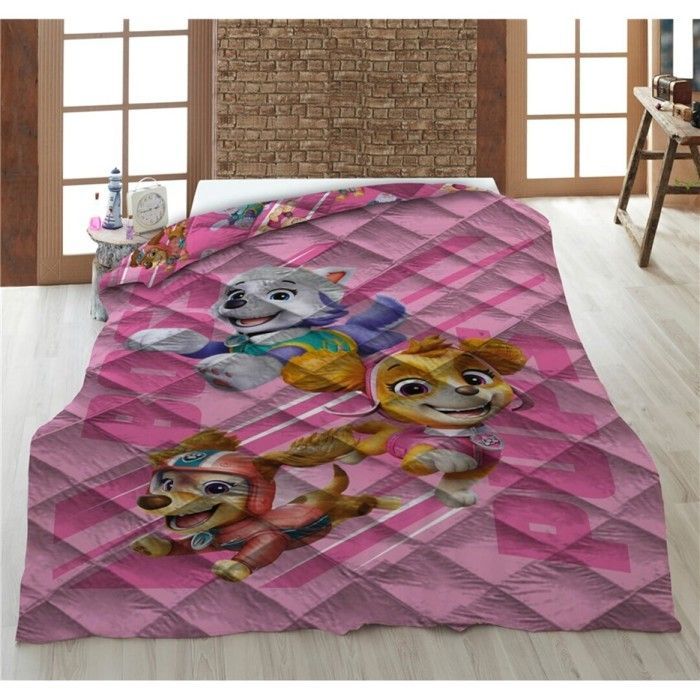 Couette Enfant - PAT PATROUILLE - Rose - 140x200 cm - Polyester - Lavable en machine