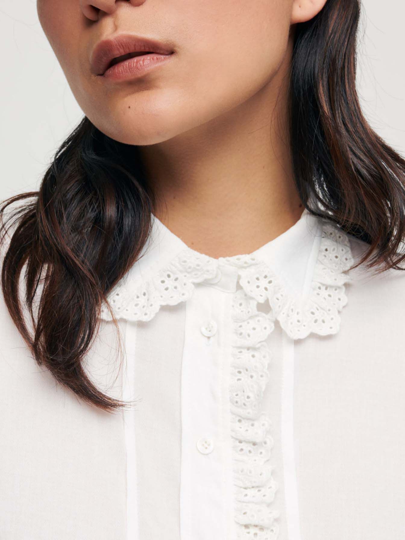 Chiffon blouse met Peter Pan-kraag - Wit