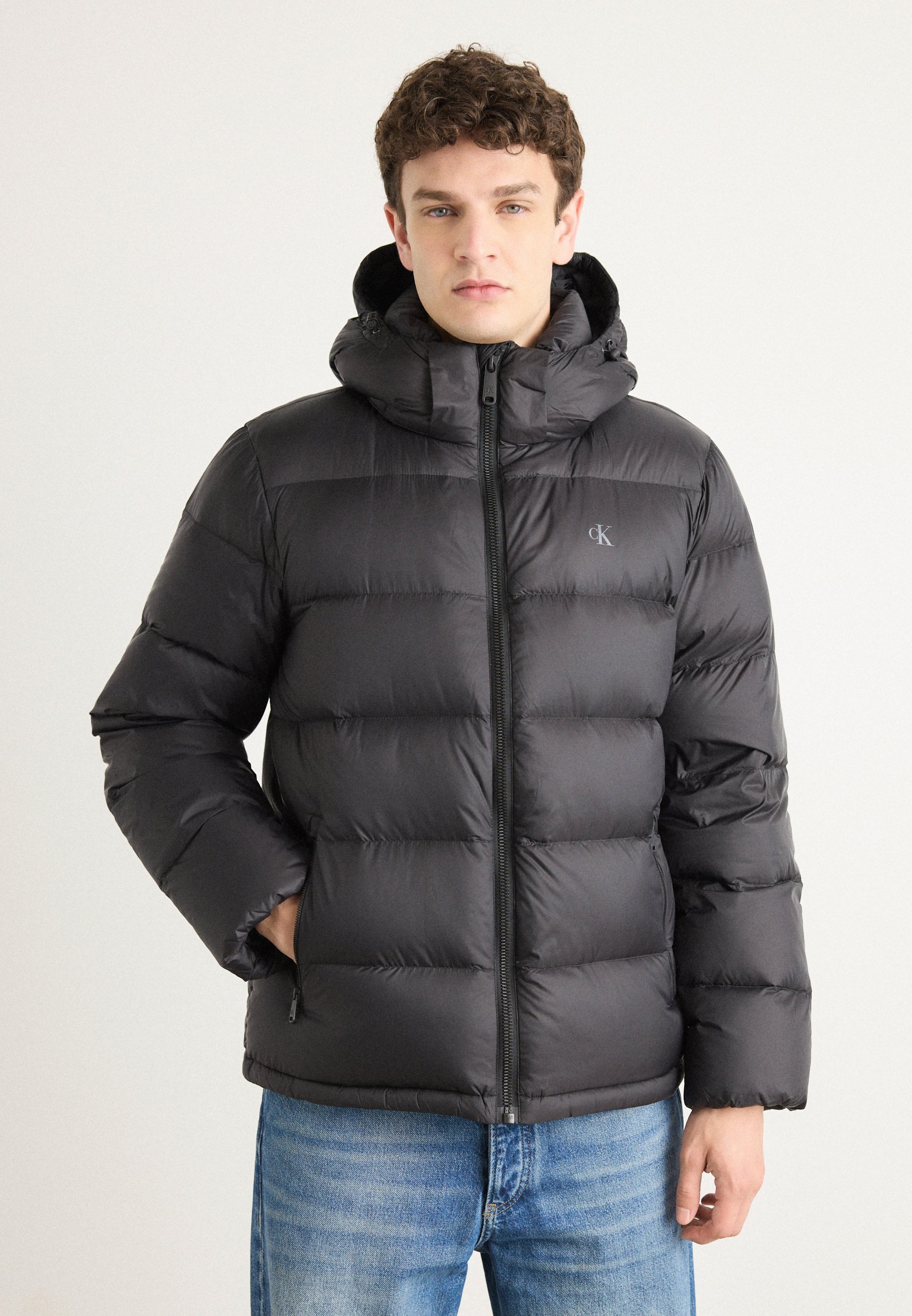 Calvin Klein Jeans afneembare capuchon - Donsjack - zwart