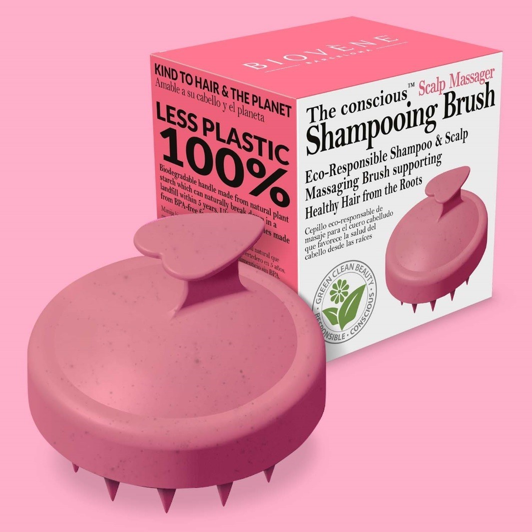 conscious™ galvas ādas masāžas šampūna birste rozā - 1 gab.