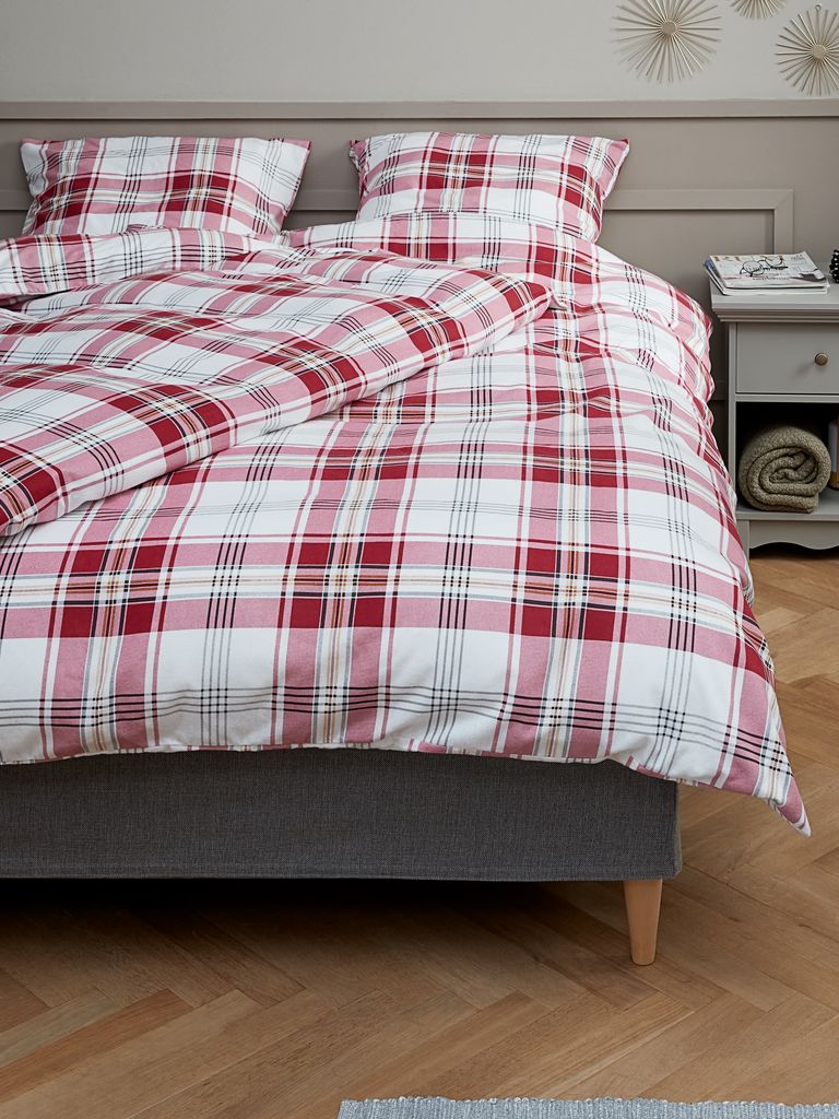 TENNA plus TENNA flanelska posteljina 140x200 crvena/bijela