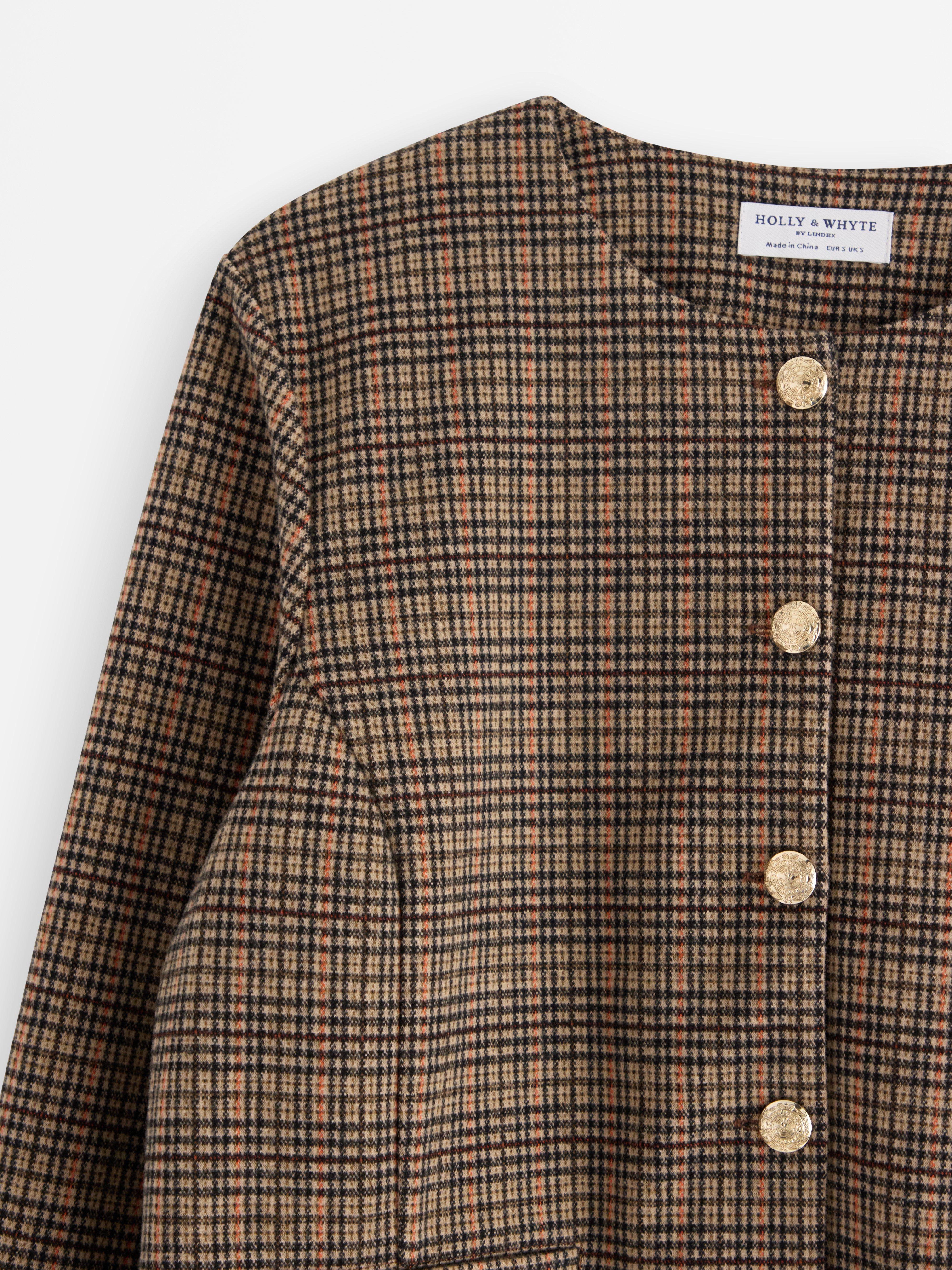 Chaqueta a cuadros beige