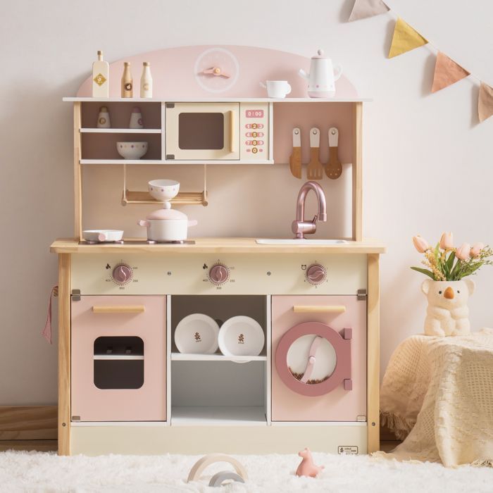 Les enfants jouent ensemble de cuisine - ROBOTIME rose Cadeau de jouet de Style moderne pour les âges 3+
