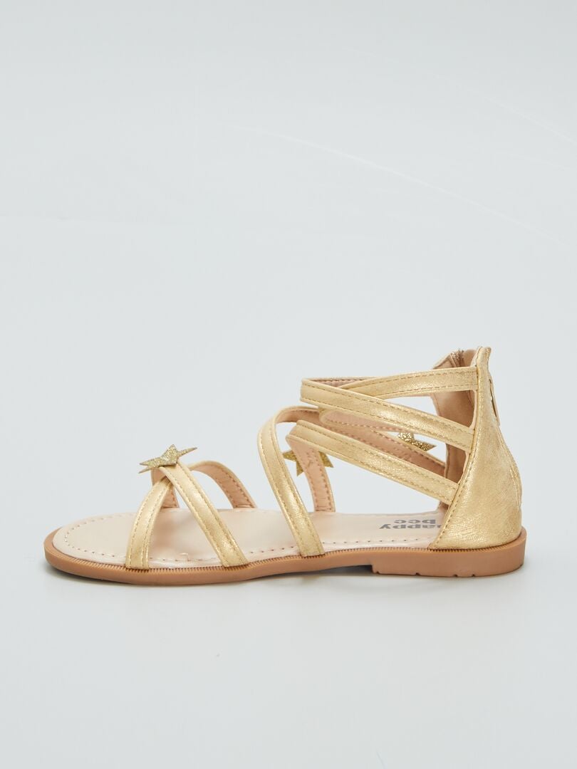 Lage sandalen met sterrenpatroon - BEIGE