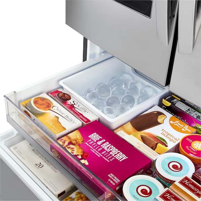 Lodówka LG Craft Ice Smart WiFi z 4 drzwiami i podwójnym kostkarką do lodu o pojemności 27,8 stóp sześciennych (odporna na odciski palców) z certyfikatem ENERGY STAR