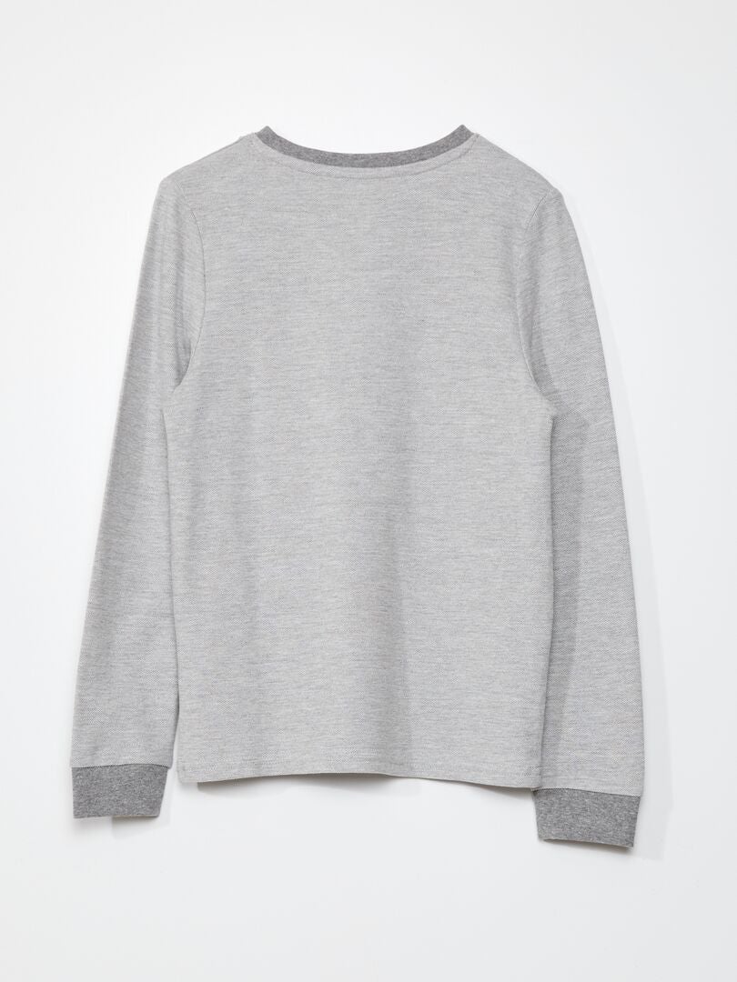 T-shirt i bomullspiké - GRÅ