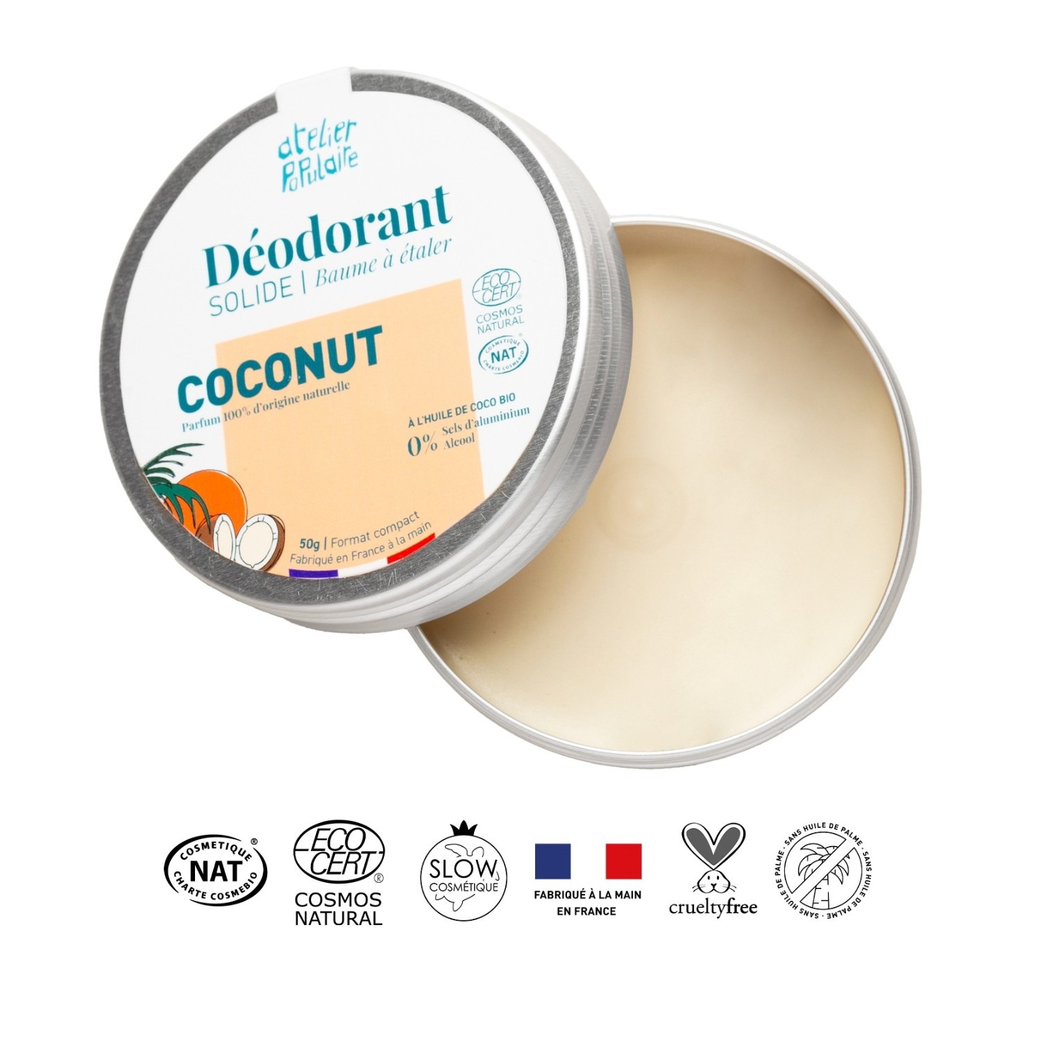atelier populaire Déodorant solide certifié bio | Coconut|