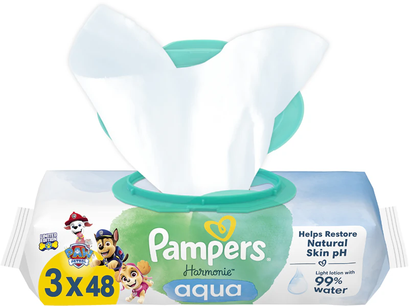 Lenços umedecidos Pampers Harmonie Aqua Patrulha Canina para bebês