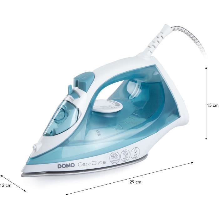 Plancha de vapor - DOMO - DO7060S CeraGliss - 2400 W - 40 g/min - 320 ml - Azul/Blanco