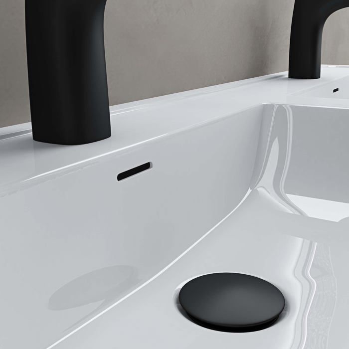 Lavabo a doppio incasso doporro, bianco, in superficie solida, rettangolare, di alta qualità, 120x48x14,5cm, Colossum08