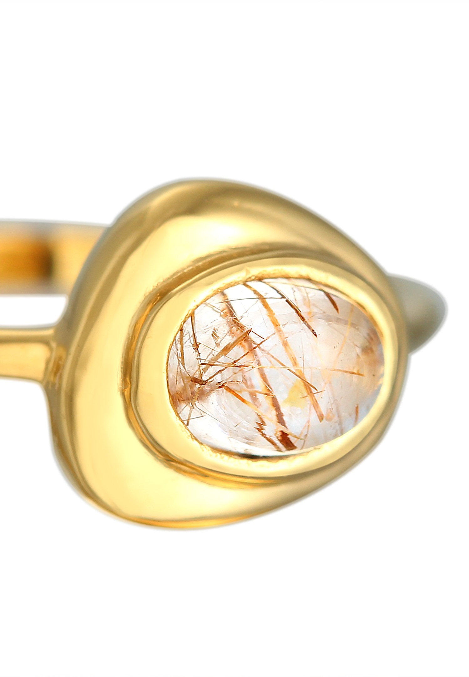 Elli PREMIUM Femmes cheveux d'ange ovale avec pierre précieuse de quartz en argent sterling 925 plaqué or