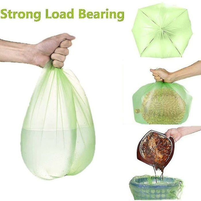 Paquete de 100 bolsas de basura orgánicas de 30 litros, resistentes al desgarro, 100 % compostables y biodegradables.