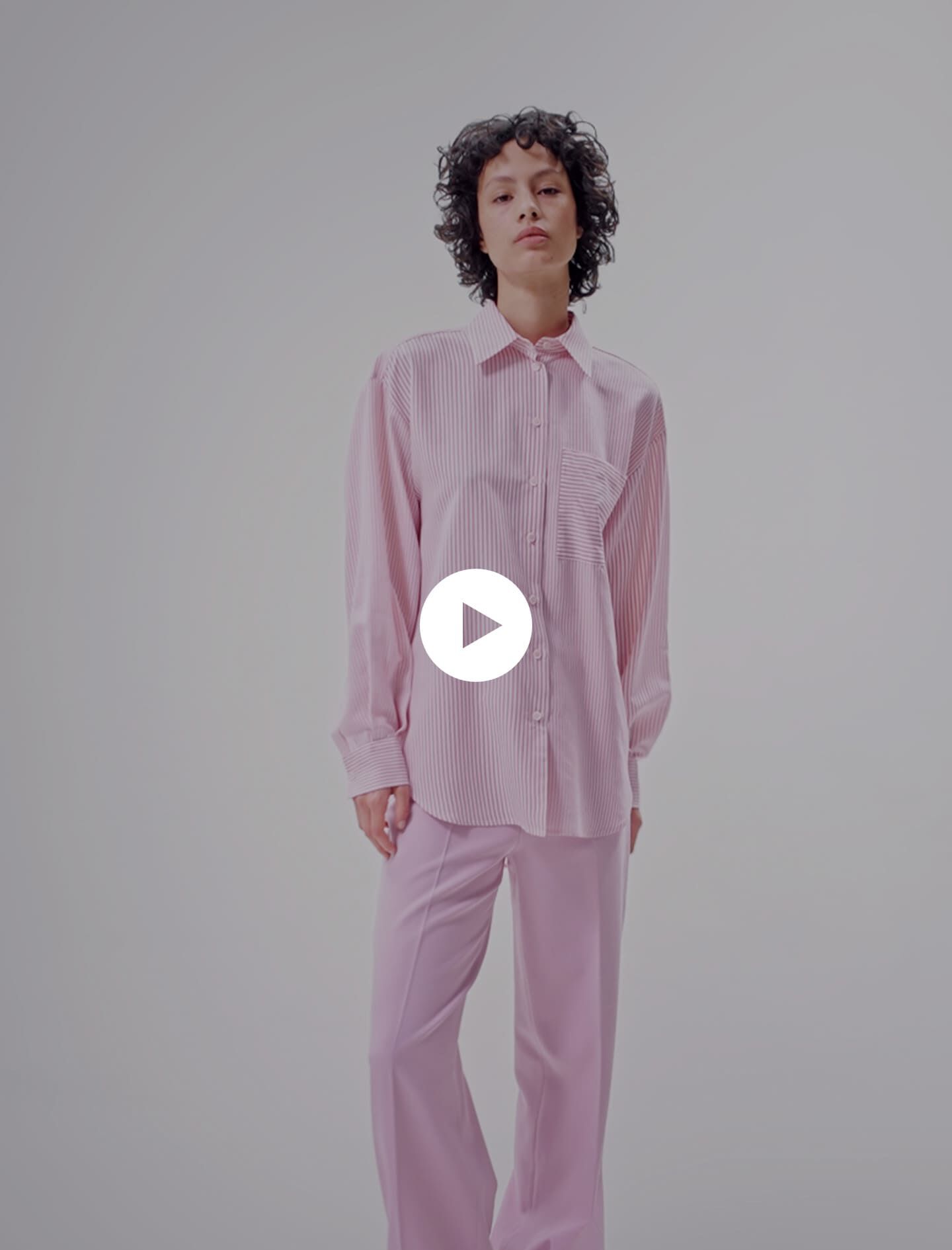 Lange gestreepte blouse - Roze