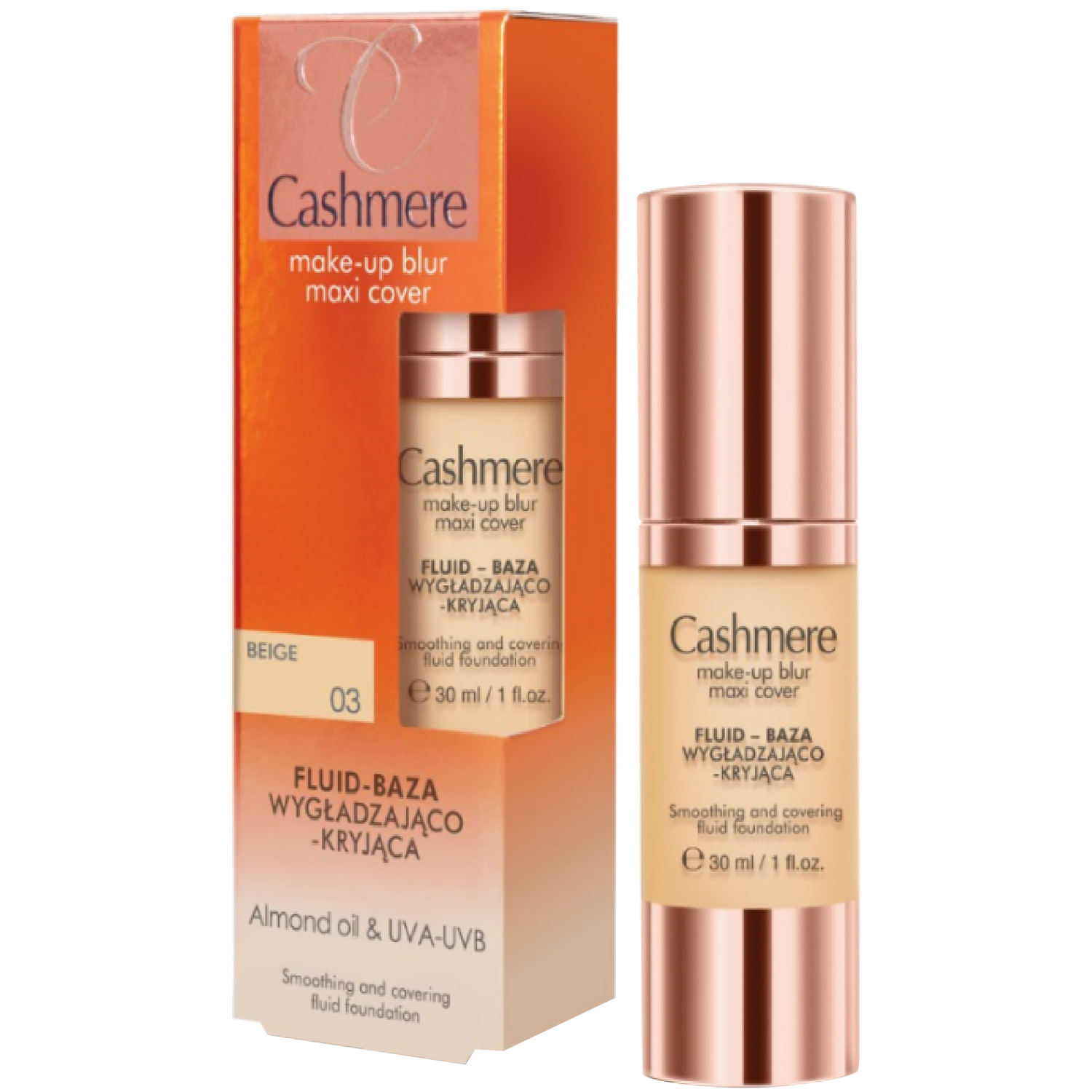 Flytande, utjämnande och täckande bas i kashmir, beige 03 30 ml Make-up Blur Maxi Cover